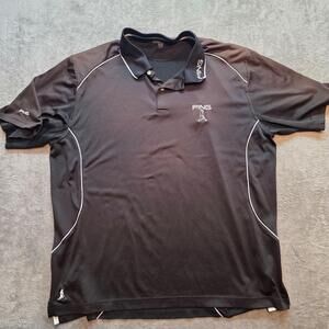 PING‎ Polo Shirt Mens XL Black Solid Logo Short Sleeve Golf Lightweight Knit